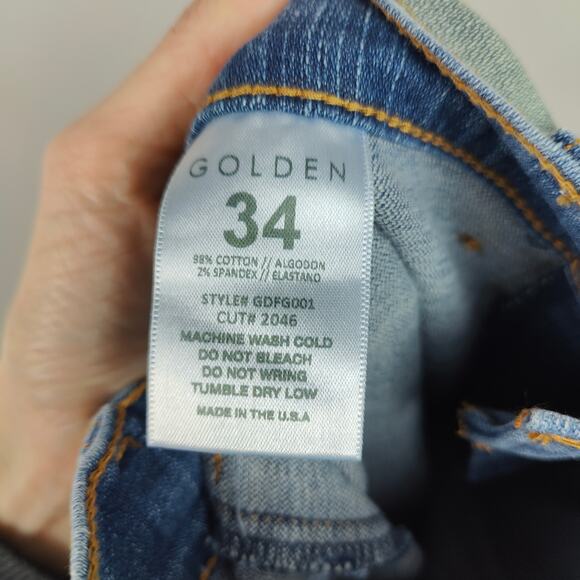 Golden Denim‎ The Patchwork Mykonos Flared Jeans Mens 34 Cargo Raw Edges NWOT - Picture 9 of 11